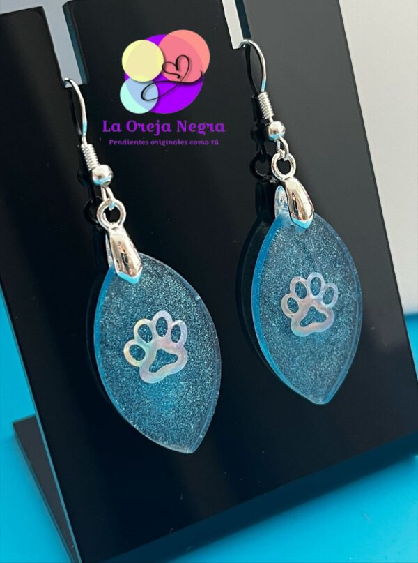 Pendientes lágrima huella azul - Imagen 3